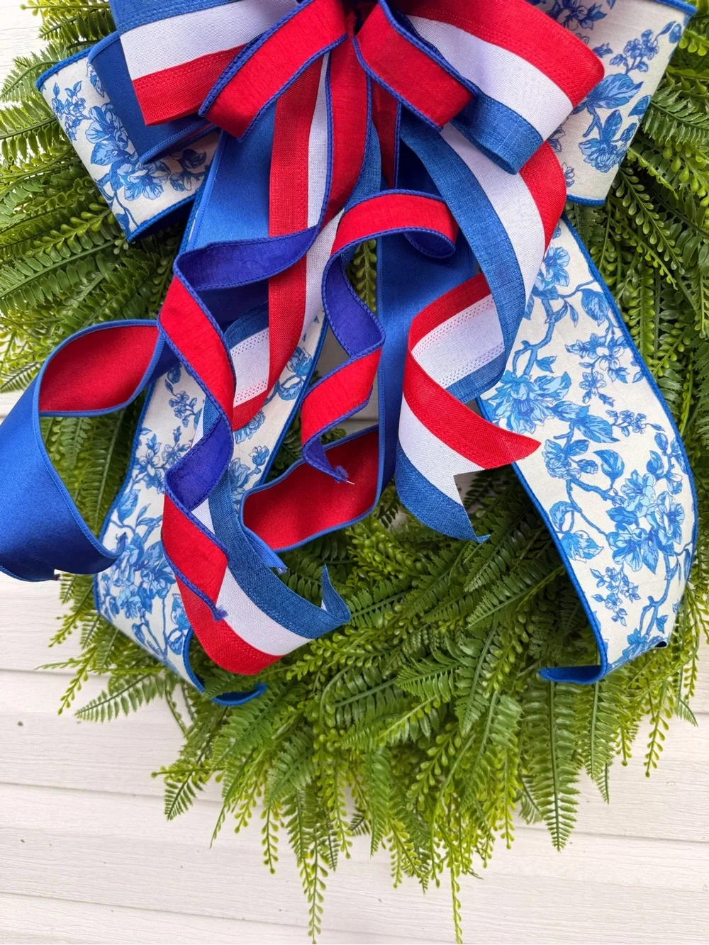 Patriotic Beaded Grass Wreath, 4th of July Decor